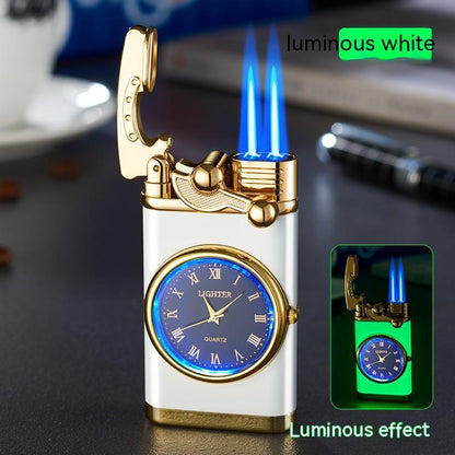 New Lighter With Electric Watch Rocker Arm Automatic Ignition Straight Blue Flame Lighter