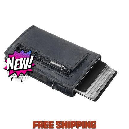 Darako Amazon First Layer Crazy Horse Leather Men’s Wallet Side Push Automatic Pop - Up Aluminum