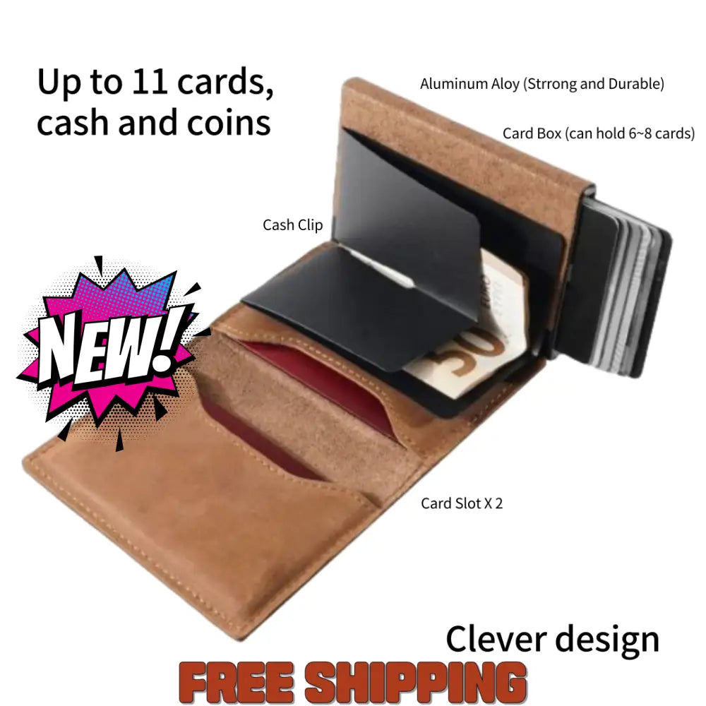 Darako Amazon First Layer Crazy Horse Leather Men’s Wallet Side Push Automatic Pop - Up Aluminum