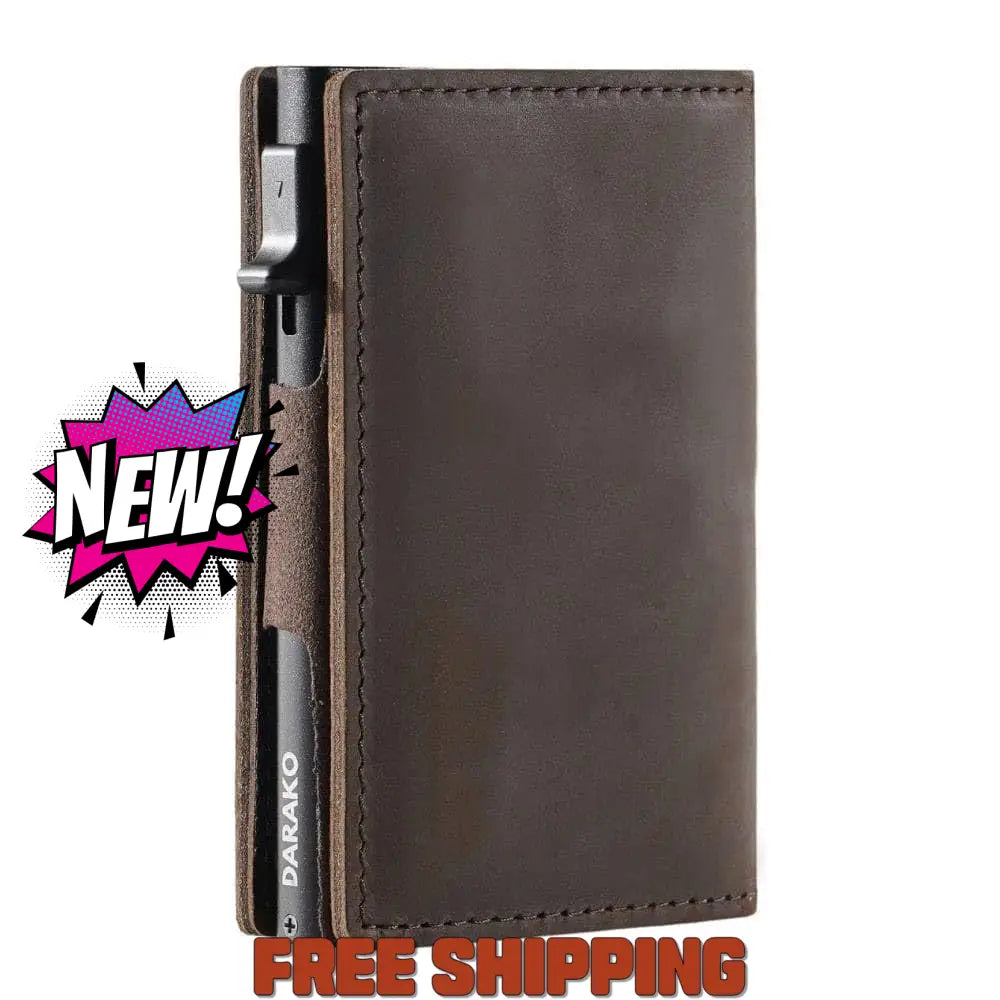 Darako Amazon First Layer Crazy Horse Leather Men’s Wallet Side Push Automatic Pop - Up Aluminum