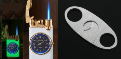New Lighter With Electric Watch Rocker Arm Automatic Ignition Straight Blue Flame Lighter
