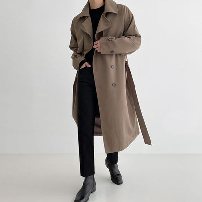 Trench Coat Men's Mid-Length Loose Double-Breasted
