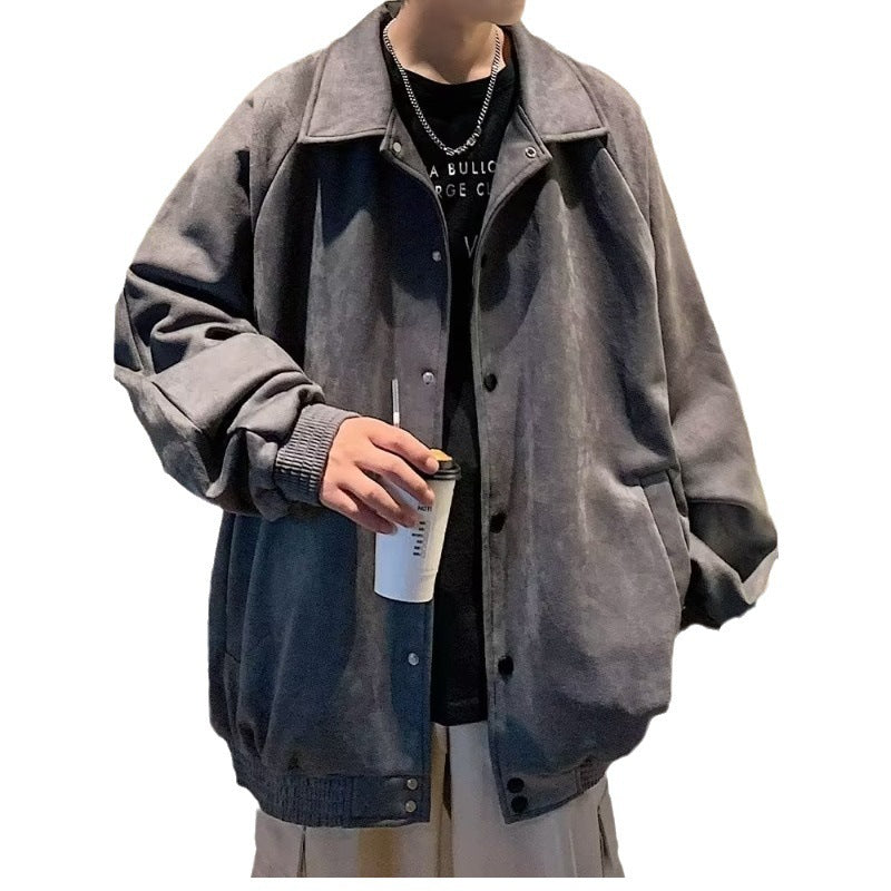 Suede Baseball Jacket Men's Fall Winter Top