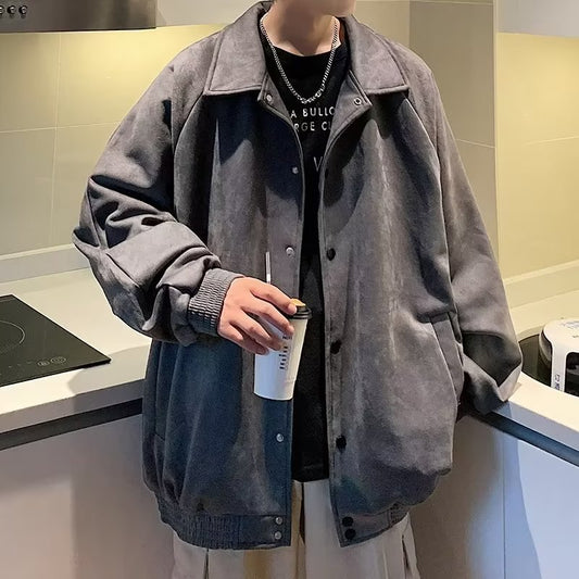 Suede Baseball Jacket Men's Fall Winter Top