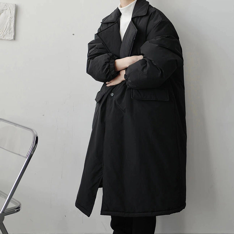 Dark Oversized Suit Over-the-Knee Mid-Length Coat