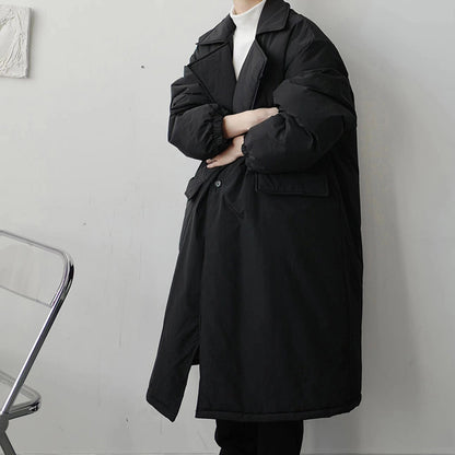 Dark Oversized Suit Over-the-Knee Mid-Length Coat