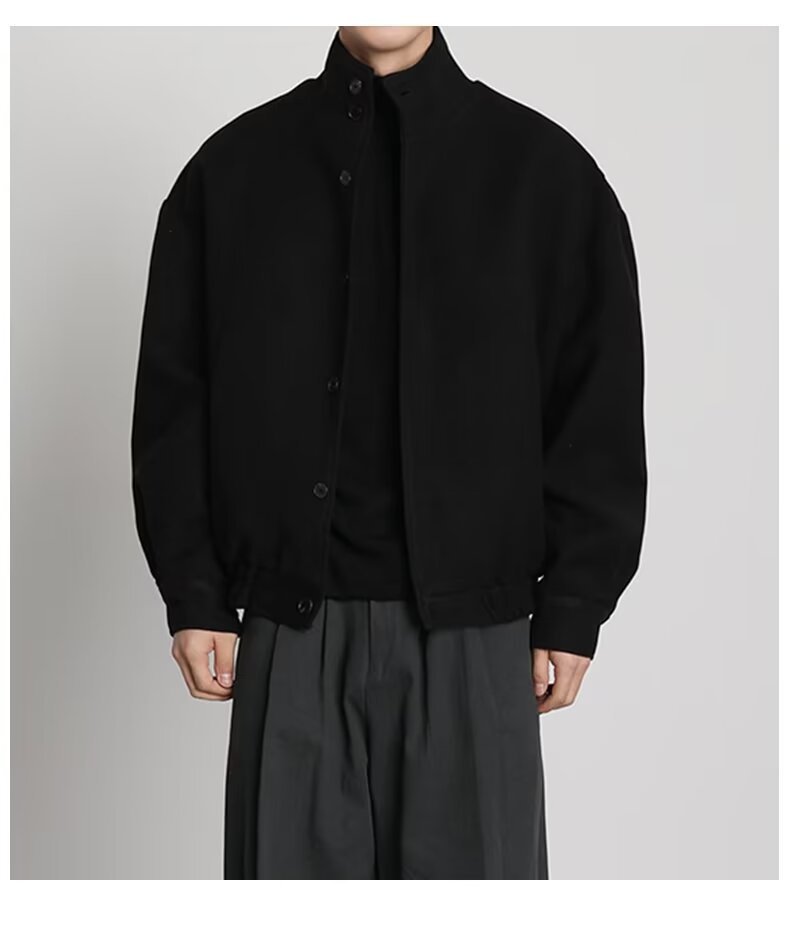 Men's Business Shirt Stand Collar Jacket Woolen Coat