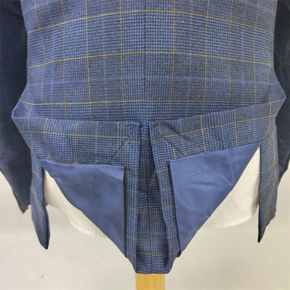 Business Slim-fit Plaid Striped Men's Suit Set