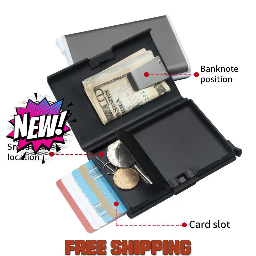 Rfid Aluminum Alloy Automatic Pop - Up Storage Box Coin Banknotes (Three Batches) Black +