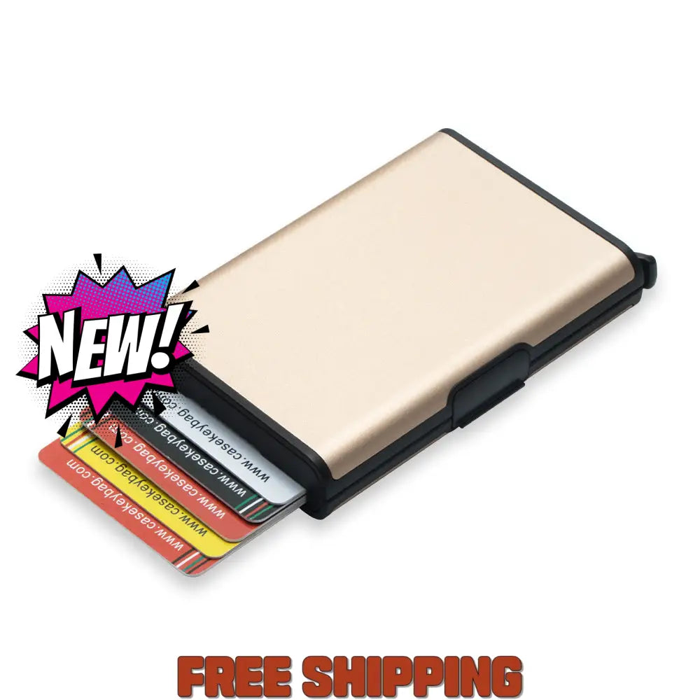Rfid Aluminum Alloy Automatic Pop - Up Storage Box Coin Banknotes (Three Batches) Black + Gold